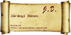 Járányi Dénes névjegykártya